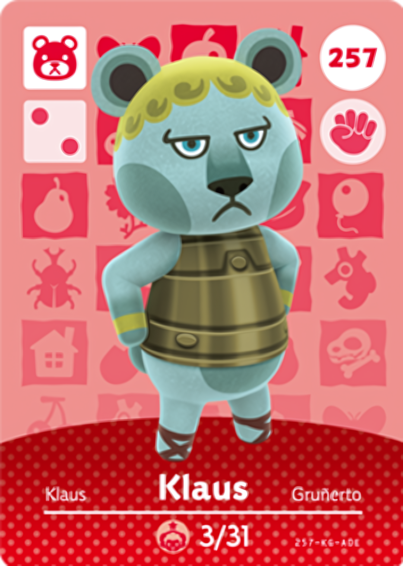 Klaus NFC Card – Animal Crossing Series 3 Amiibo