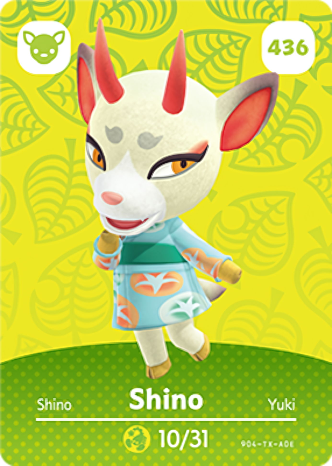 Shino NFC Card – Animal Crossing Series 5 Amiibo